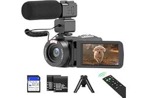 MURAUX Video Camera,1080P 30MP Vlogging Camcorder with IR Night Vision, 3.0” LCD Screen, 18X Digital Zoom, Remote Control, Microphone, Mini Tripod, 2 Batteries & 32GB SD Card