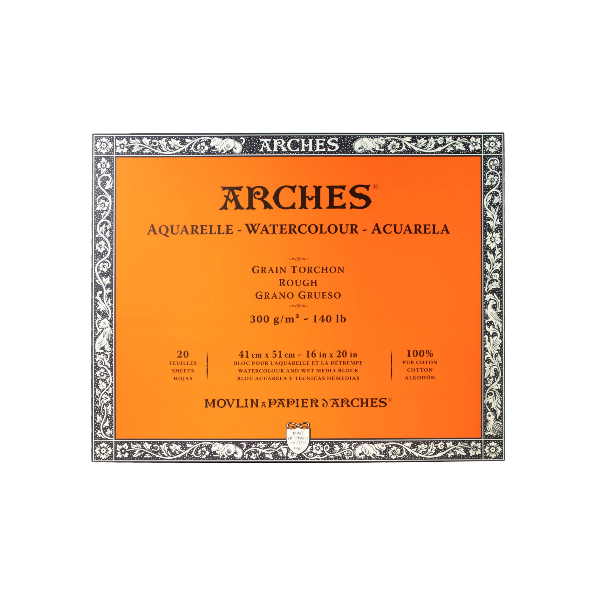 ARCHES 1711610 Watercolour Paper Pad 300 g 41 x 51 cm 20 Sheets