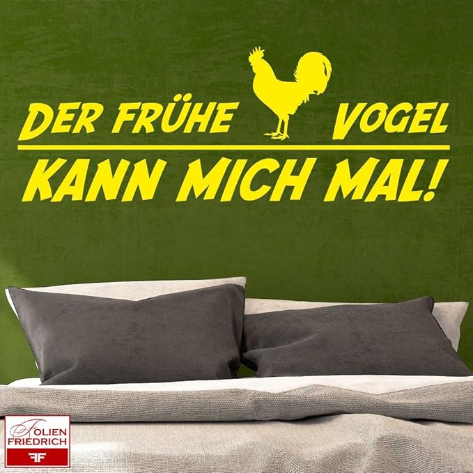W214 (58x21cm) schwarz Der frühe Vogel… Wandtattoo Sprüche Zitate