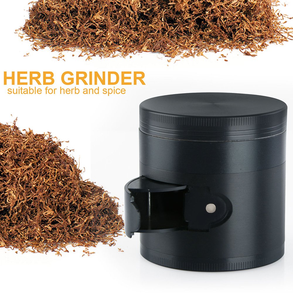 Herb / Spice Kitchen Grinder, Heavy Duty Zinc Alloy Material with Pollen Catcher and Scrapper, Easy Access Window