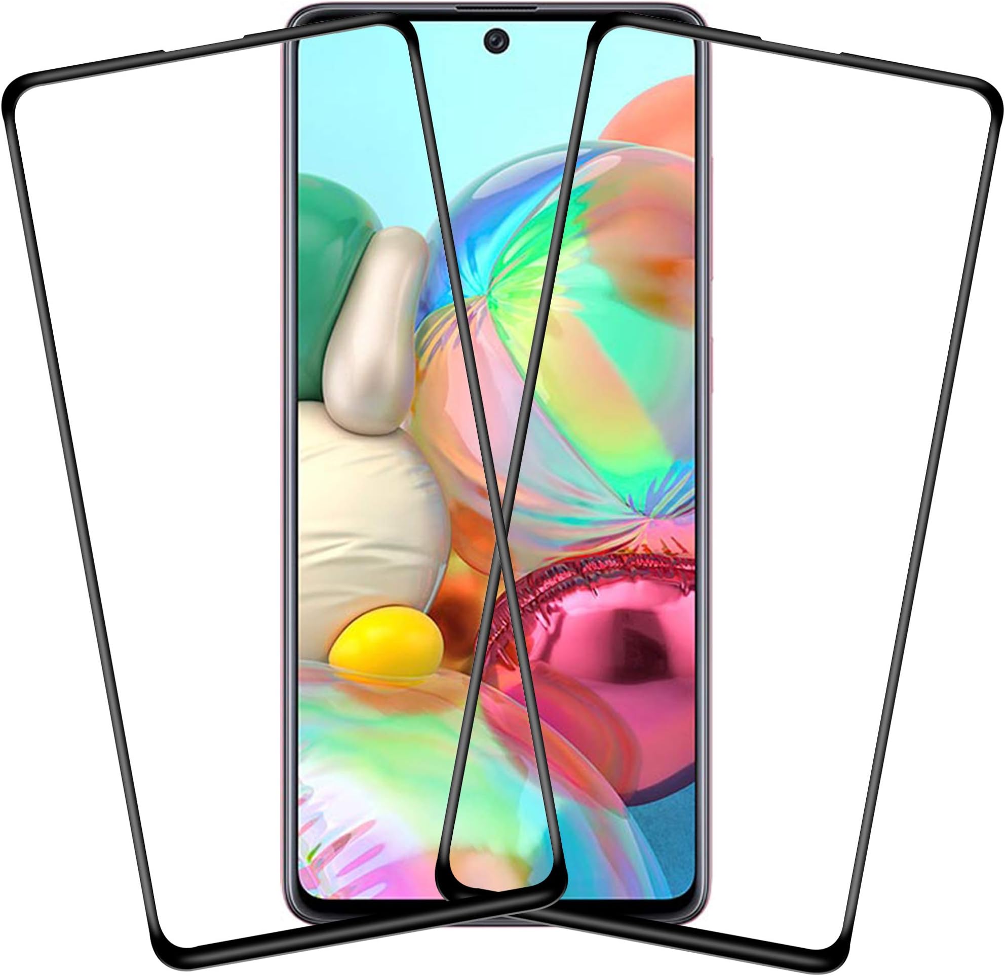 Hupshy Edge to Edge Curved Full Tempered Glass Screen Guard forSamsung Galaxy A71- Black (Pack of 2)