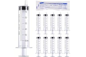 SOBIRDOS 10 Pcs 60ml Individually Packaged Plastic Syringe Feeders, Syringes Tools for Liquid,Hand Feeding Tool for Feeding Puppies or Kittens,Sterile and Individually Sealed,Liquid Measuring Syringe Tools