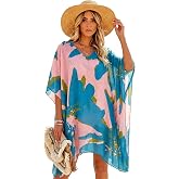 Moss Rose Beach Kaftan for Women Swimsuit Cover Up with Floral Print | Bathing Suit Coverups for Vacation Resort Wear