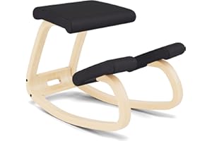 Varier Variable Natural/Black Ergonomic Kneeling Chair – Multi-Purpose Rocking Seat for Home, Office and Study – 10 Year Quality Guarantee