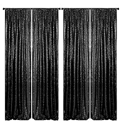 Blxsif Black Sequin Backdrop Curtains - 4 Panels