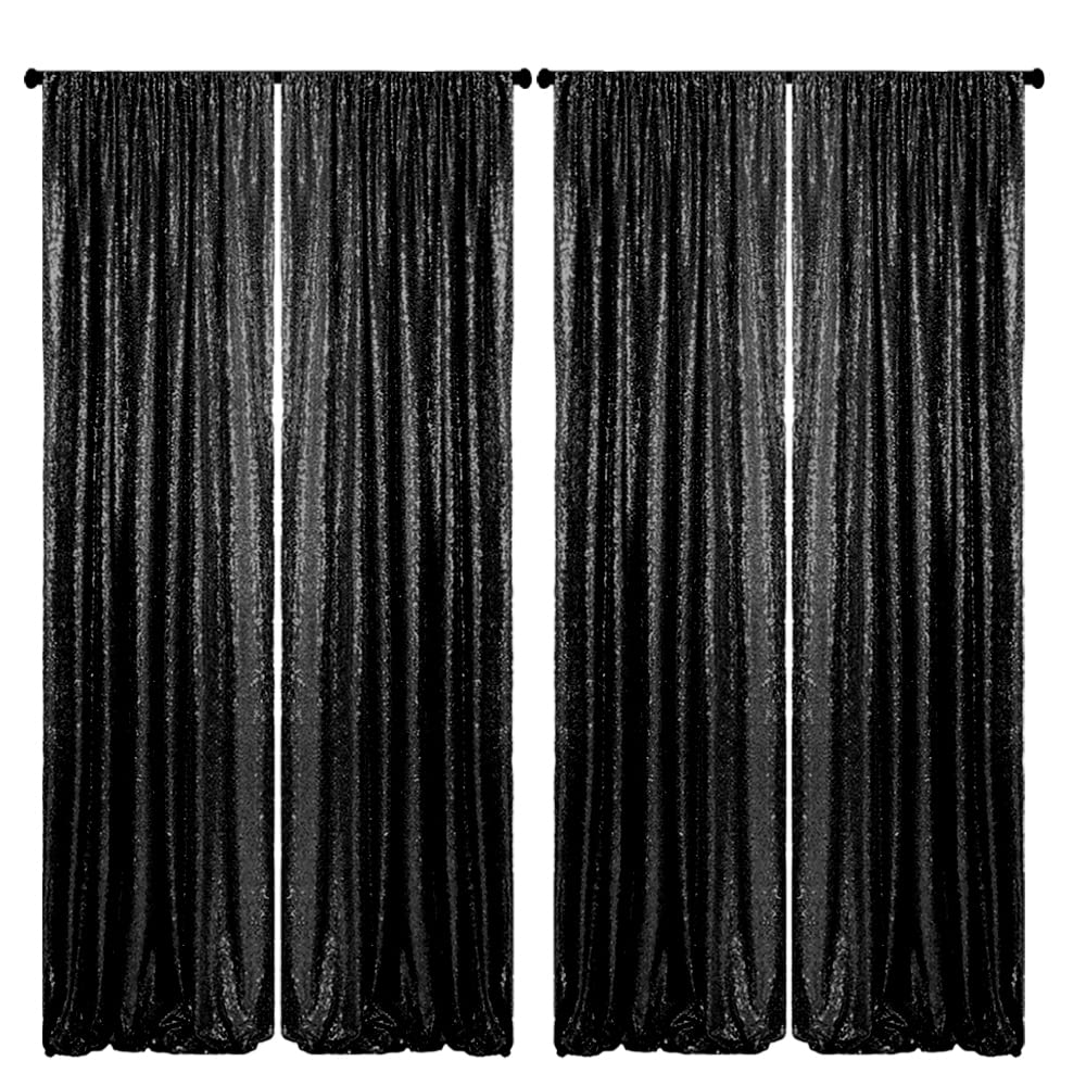 Blxsif Black Sequin Backdrop Curtains - 4 Panels