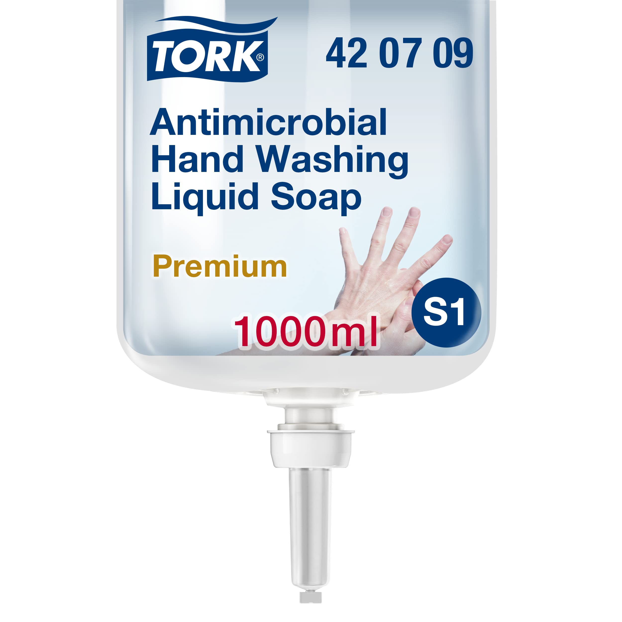 Tork Antimicrobial Hand Soap Liquid S1, Dermatologically Tested, 1 x 1000ml, 420709 — image 1