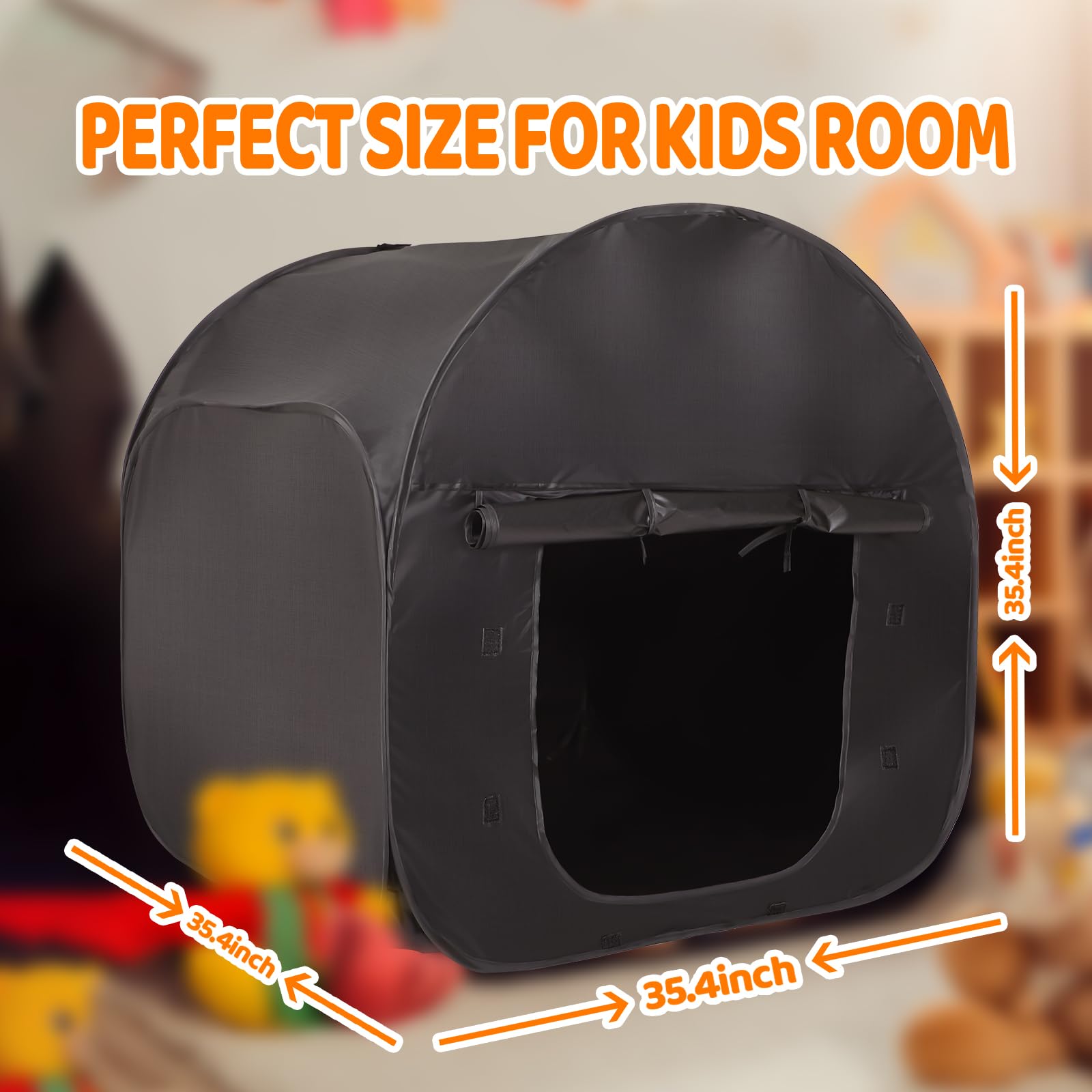 FAHKNS Sensory Tent|Quiet Corner for Kids to Play and Relax| Portable Pop-up Blackout Tent Black with Travel Bag|Sensory Tent for Kids with Autism, SPD, Anxiety, ADHD, etc.