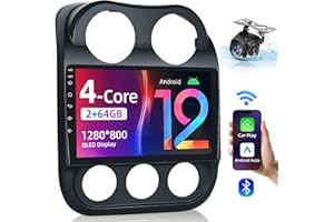 JUFODRCA [4Core+64GB] Car Radio Stereo for Jeep Patriot Compass 2010 2011 2012 2013 2014 2015 2016: 10" 1280 * 800 HD Touch Screen Replacement with CarPlay Android Auto Bluetooth Backup Camera 5GWIFI GPS