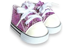 MBD Canvas Sneakers Doll Shoes Fits 18 Inch Dolls and Kennedy and Friends Girl and Boy Dolls- 18 Inch Doll Shoes (Lilac Sequin)