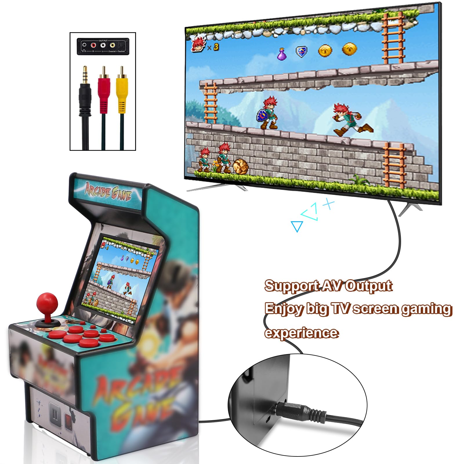 EASEGMER Mini Arcade Game Machines for Kids with 156 Classic Portable Handheld Video Games 16 Bit 2.8 Inches Screen Travel Gaming Electronic Toys Novelty Gift for Boys and Adults - Blue