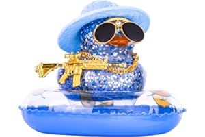 CoFuBcad Car Rubber Duck Dashboard Decoration Colorful Duck Car Ornaments with Special Props Mini Swim Ring Sunglasses Cowboy