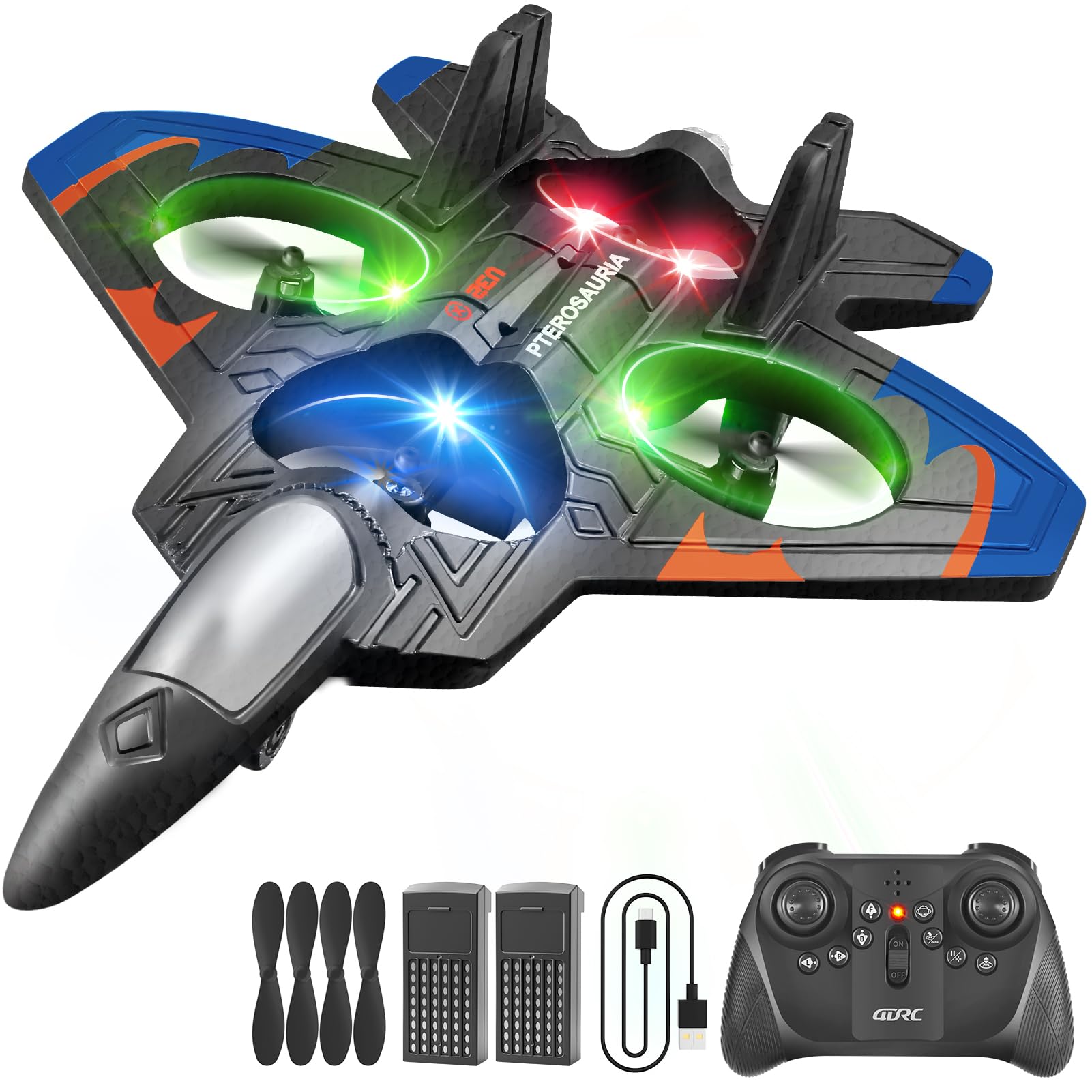 Photo 1 of 4DRC V32 Foam RC Planes Remote Control Airplanes for Kids Adults 8-16, RC Drone Airplane Helicopter Fighter Jet with Light, 360° Flip, Stunt Roll, Airplane Toy Gifts for Kids Boys Adults Beginners
