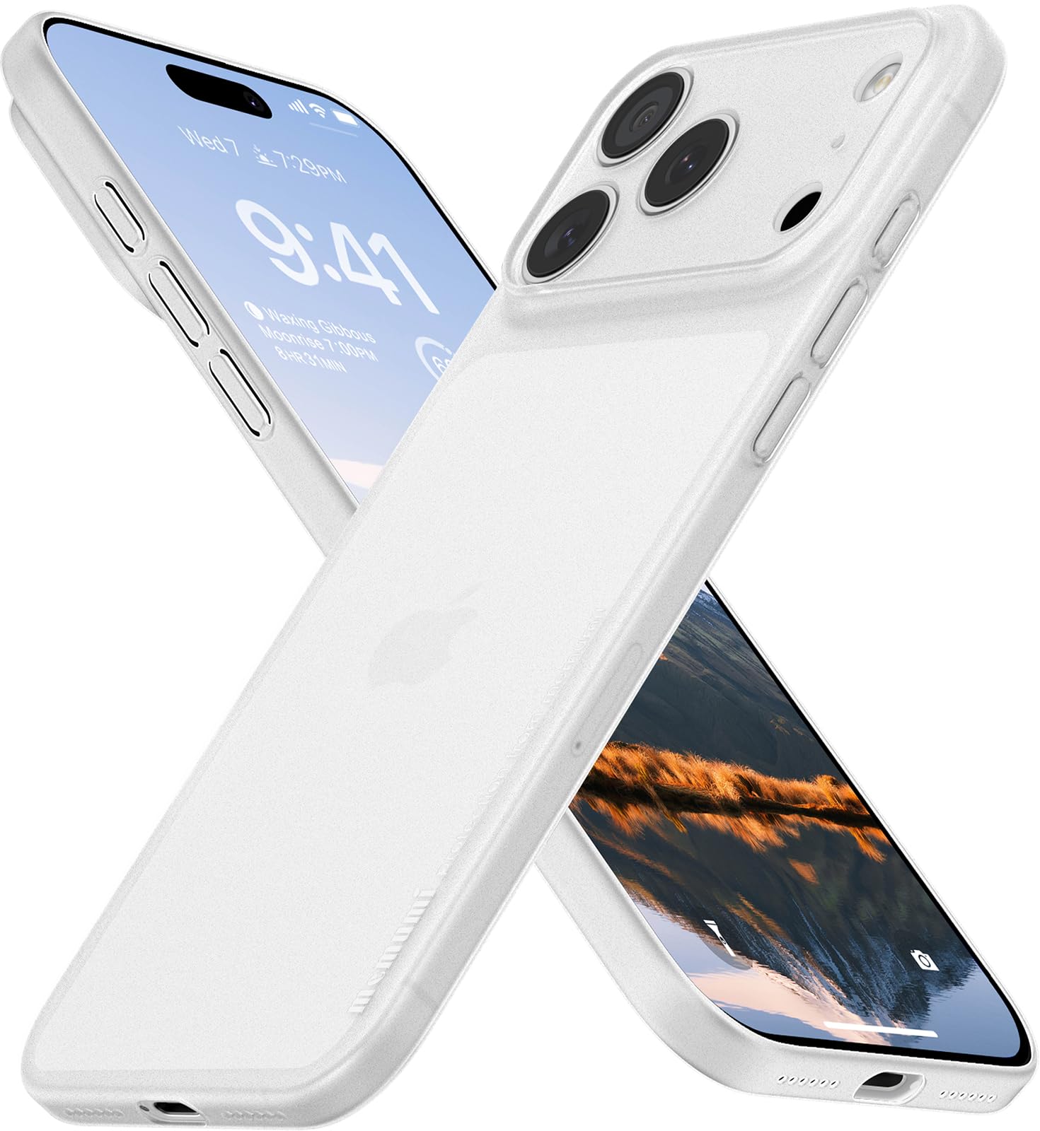 memumi for iPhone 17 Pro 6.3" Ultra Thin Case 0.3mm Lightweight [No-Case Feeling] Matte Hard Cover with Camera Protection for iPhone 17 Pro Slim Cover in Minimalist, Semi-Transparent Frosted White