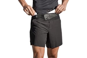 FlipBelt Black Athletic Running Shorts for Men, with Reflective Logo and Pockets, Integrated Air Belt Waistband, XS-XL