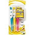 Post-it Flags + Highlighter, 3 Pack, 50 Color Coordinated Flags/Highlighter, Yellow, Pink, Blue (689-HL3)