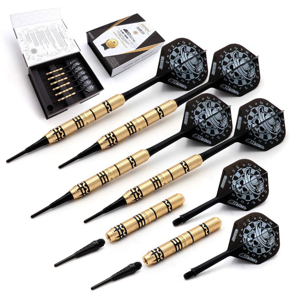 CUESOUL JAZZ-METAL 19g Soft Tip Glossy Brass Dart Set with AK5 Integrated Flights