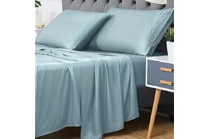 Bed Sheets and Pillowcase Set Rayon Derived from Bamboo, Cool Sheets for Hot Sleepers, 4 PCS Bedding Sheets with 16 in Deep P