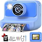 Kids Camera Instant Print, Christmas Birthday Gifts for Girls and Boys | Kids Camera with 32GB Card, Toddler Toy Camera for 3-12 Years Old, Blue
