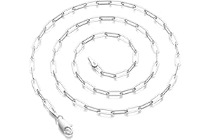 Waitsoul 925 Sterling Silver Paperclip Lobster Clasp Chain 3mm 4mm 5mm Necklace for Women Men Diamond Cut Silver Necklace Chain 16-30 Inches