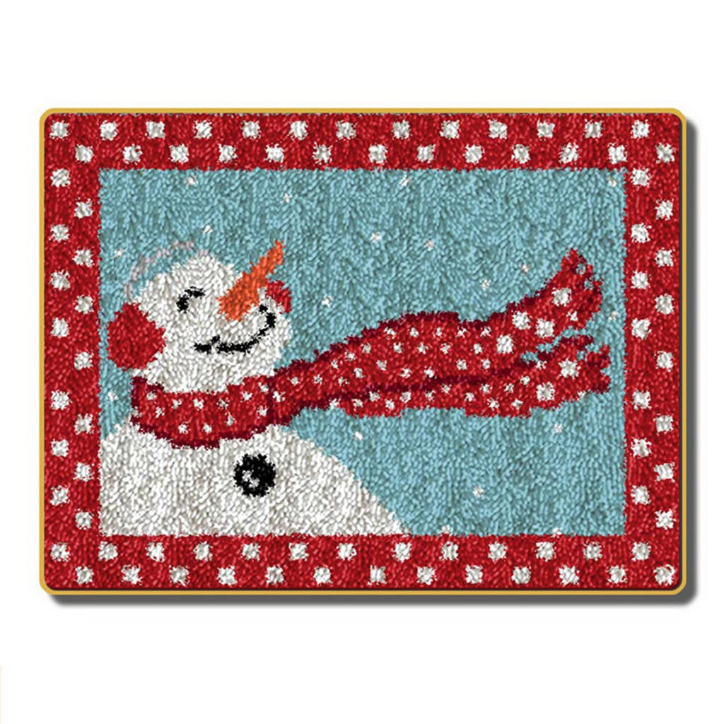 Christmas Rug Making Kits/DIY Christmas Latch Hook Kits-Pre Printed Pattern Embroidery Kits/Cross Stitch Sofa Cushion Cover Tool fit for Beginner and Adults Beginner Home Decor,52x38 cm (Christmas G)
