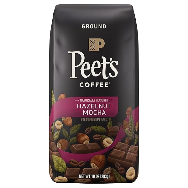 PEET’S, HAZELNUT MOCHA FLAVORED GROUND COFFEE, 10 OUNCE