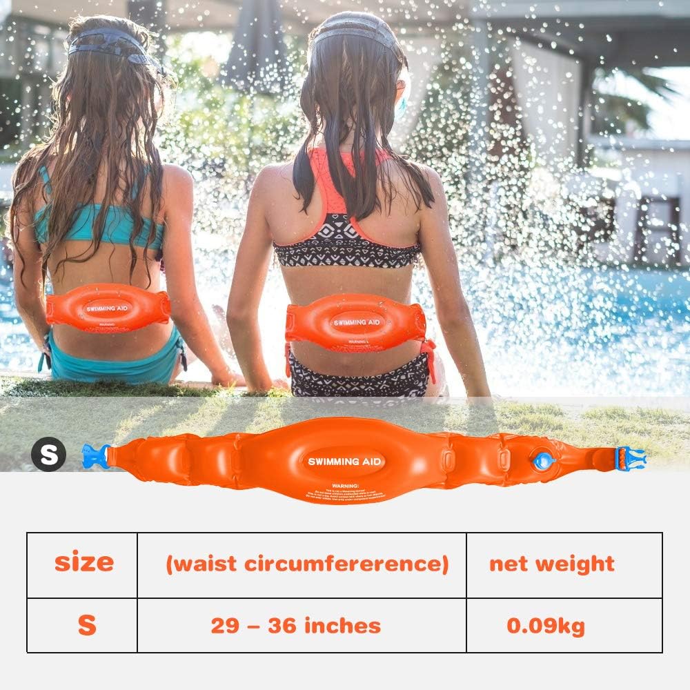 Swimming Belt for Kids Children, Portable Inflatable Swimming Training Aid, Swim Belt with Safety Buckle for Swimming Beginner--Small: Sports & Outdoors