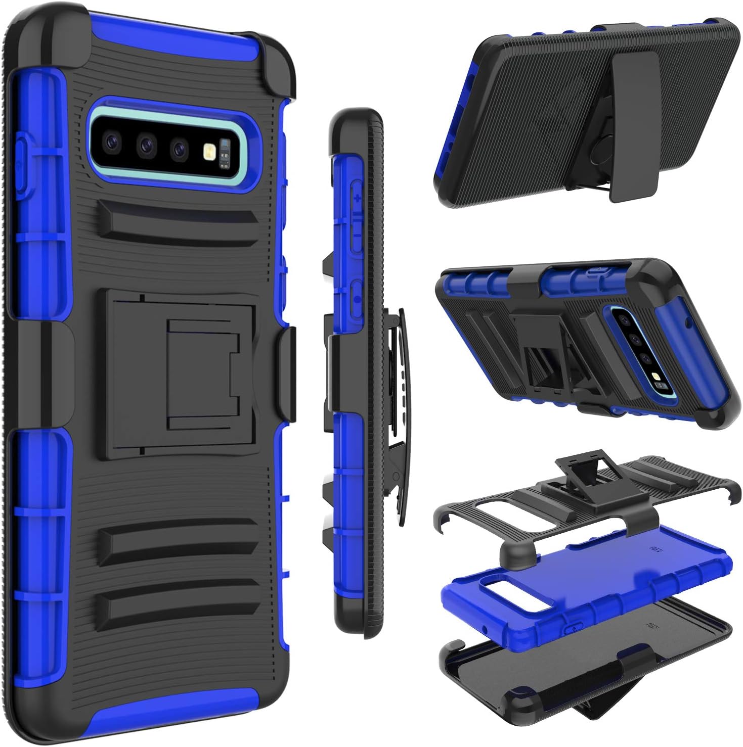 Galaxy S10 Plus Case, Zenic Heavy Duty Shockproof Holster Protective Case with Swivel Belt Clip Kickstand Compatible for Samsung Galaxy S10 Plus / S10+ 6.4 inch(Blue)
