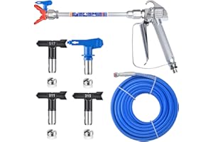 JWGJW Airless Paint Sprayer Gun 50 Feet Airless Hose Blue 10 Inch Spray Extension Pole and Spray Tip 311 315 517 519 for Graco Titan Airless Sprayers (JW-122534)