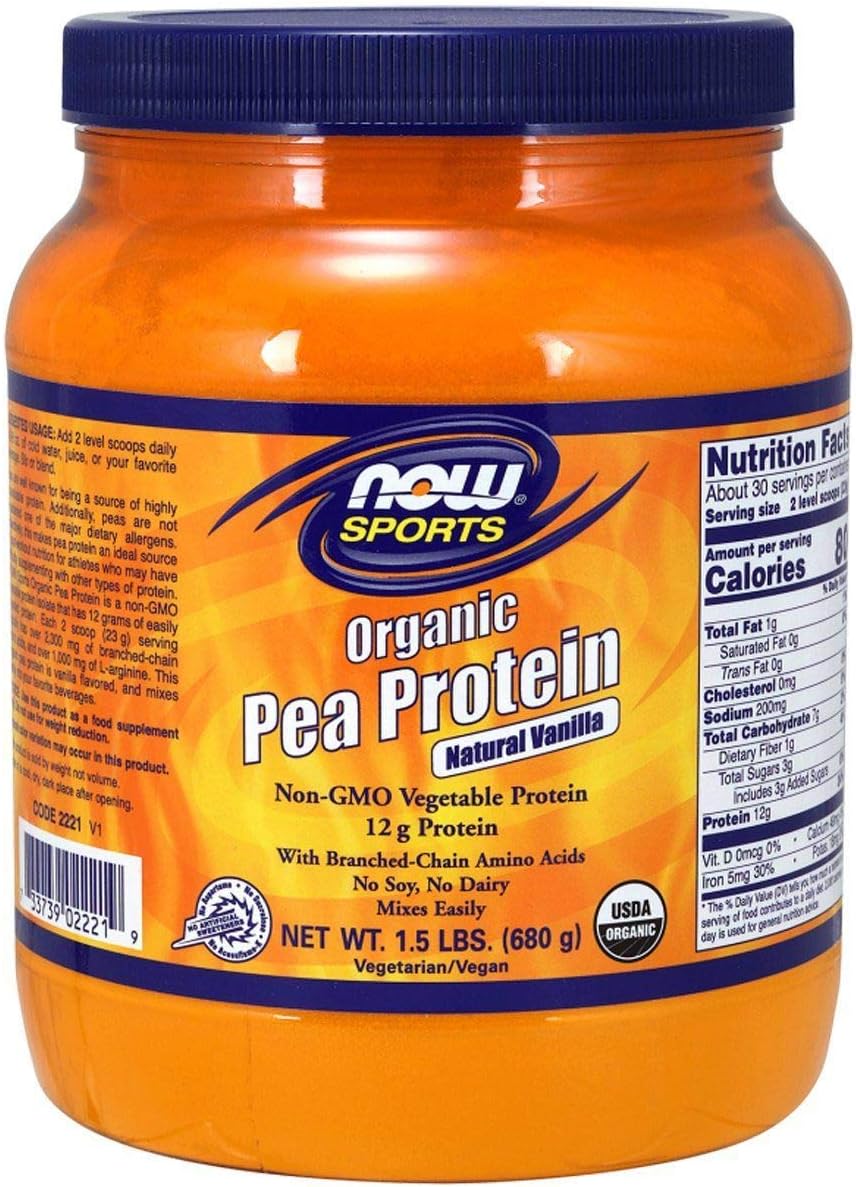 Now Foods Sports, Organic Pea Protein, Natural Vanilla, 1.5 lbs (680 g): Health & Personal Care