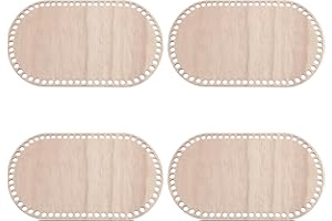 PATIKIL 10" x 6" Crochet Basket Bottom, 4Pcs Oval Blank Crochet Knitting Wooden Base for DIY Craft Weaving Basket Making Supplies Home Decoration, Brown