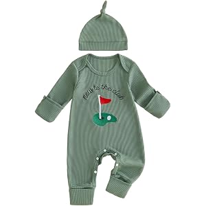 Newborn Baby Boy Fall Outfit Romper Jumpsuit Bodysuit Infant Clothes | Letter Embroidery Long Sleeve Crew Neck Winter Waffle