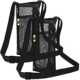 DanziX 2 Pcs Water Bottle Holder with Strap, Mesh Water Bottle Sling Carrier with Strap for Walking, Camping, Gym and Travelling(Black)