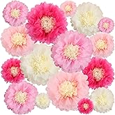 Aunifun 16 Pieces Paper Flower Tissue Paper Chrysanth Flowers DIY Crafting for Wedding Backdrop Nursery Wall Decoration -Multicolor Paper Flower