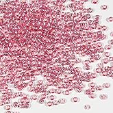 Bulk Seed Beads 110 Grams About 1600pcs, 4mm 6/0 Pink Glass Craft for Making Earrings, Bracelets, Pendants, Waist Jewelry,DIY Handmade Seed Beads(Pink Silver Core)
