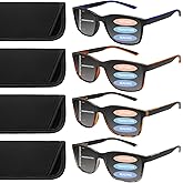 VIDEBLA 4 Pack Progressive Multifocus Reading Sunglasses for Men Women Trifocal Transition Sun Reading Glasses UV400 Readers