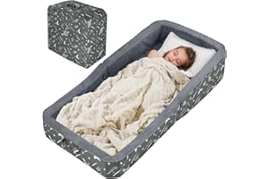 JOYWOO Toddler Floor Bed, Toddler Travel Bed for 3-6, Foldable Portable Toddlers Beds for Home/Playing/Nap/Hotel, Kids Floor Crib with Washable Cloth Cover, Toddlers Cots for Kids Sleeping, Charcoal