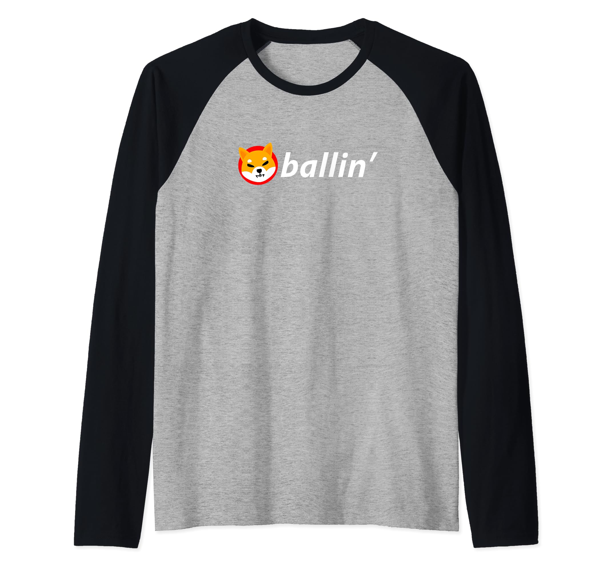 Shiba Coin Ballin' Funny Shiba Inu Blockchain HODL Crypto Raglan Baseball Tee