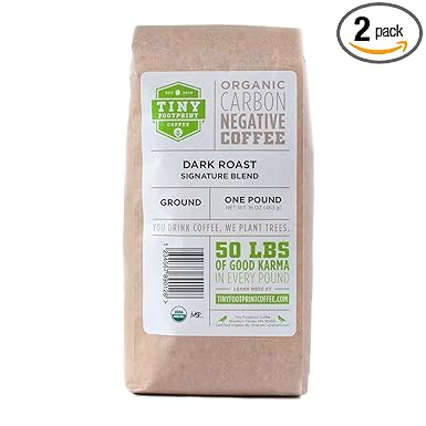 Tiny Footprint Coffee Organic Signature Blend Dark Roast Ground Coffee Usda Organic Carbon Negative 16 Ounce Pack Of 2