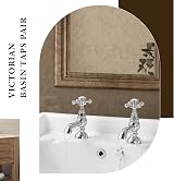 Wasserrhythm Victorian Basin Taps Pair Waterfall Twin Chrome Brass view 2