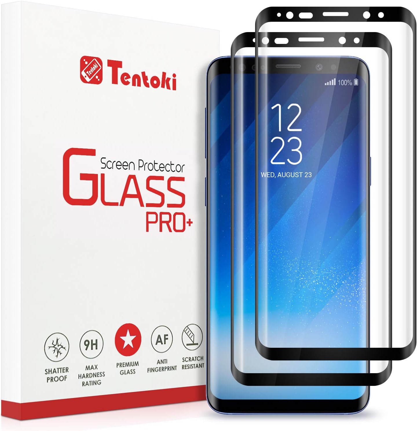 Tentoki Screen Protector Compatible with Samsung Galaxy S8, [2Pack] HD
