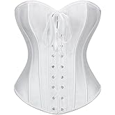 TRIWORKS Corset Tops for Women Lace up Bustier Overbust Corset for Halloween Costume Renaissance Corset Shapewear