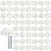 AVIVIHO 65pcs Fake Flowers White Hydrangea Artificial Flowers Bulk (Not Squished, No Steaming Need) Ivory Silk Flowers with Stems for Wedding Decor,Home,Baby Shower,Table Centerpieces Decoration