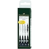 Faber Castel Pitt Artists Pens for Art and Graphics, Set of 4, Black (FC167100)