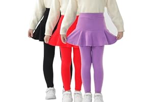 StyleSavvy Trendy Girls' Leggings with Skirt - 2 Pack of Cotton Ruffle Skirt Pants for Kids for 3-8 Years