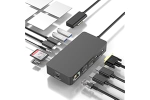 ROCKETEK Microsoft Surface Dock Triple Displays, 12 in 1 Surface Docking Station with Dual 4K HDMI+VGA for Surface Pro 9/8/X/7/6/5/4/3, Surface Laptop 5/4/3/2/1, Surface Laptop Go 3/2/1, Surface Book 3/2/1