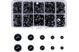 TOAOB THE ONE AND ONLY BABY TOAOB 830pcs Round Black Plastic Doll Amigurumis Eyes 4mm 5mm 6mm 8mm 10mm Flatback Cabochon Button Craft Eyeball Beads for Stuffed Animals Crochet Crafts Making