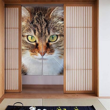 Amazon のれん 可愛い 暖簾 猫 太い 部屋 間仕切り 遮光 目隠し おしゃれ 室内インテリア 86cm 143cm キッチン リビング 飲食店 出入り口 のれん オンライン通販