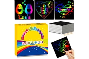 KEIFUKUH Scratch Doodle Art Paper Notes - Kids Gifts Idea for 4-12 Years Old Girls Boys Rainbow DIY Craft Drawing Supplies for Birthday Party Favors Xmas Stocking Stuffer, Back to School Classroom for Teens