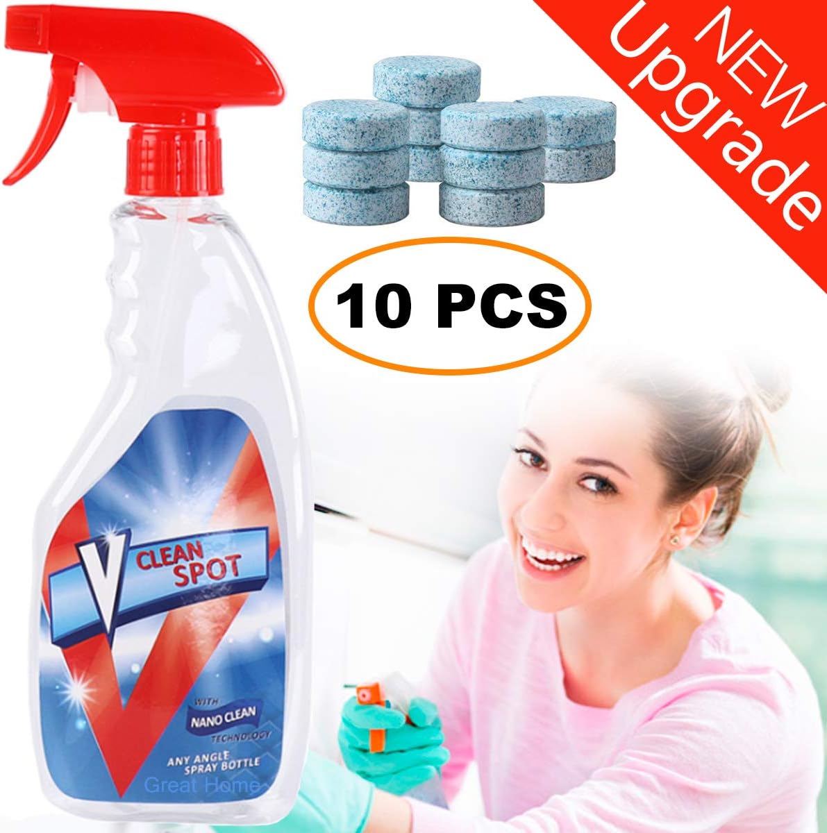 Amazon Com Multifunctional Effervescent Spray Cleaner Set With 1 Spray Bottle And 10pcs Fine Concentrated Solid All Purpose Effervescent Spray Cleaning 10pcs With Bottle Health Personal Care